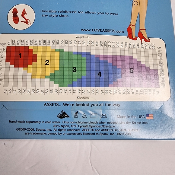 Assets by Sara Blakely Perfect Pantyhose Size 4 Black Full Length 2 Pack Shaping - Picture 8 of 8